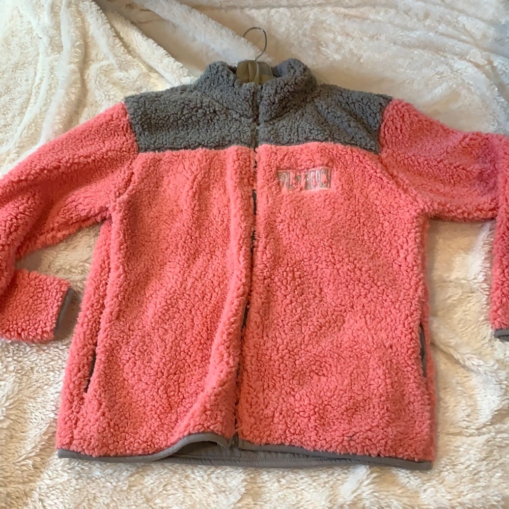 Palm Beach plush bomber jacket gray/Watermelon